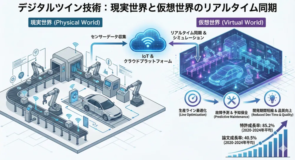 【図２：デジタルツイン技術概観 (図はNano Banana Proにて生成)】